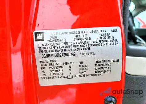 2010 Chevrolet Hhr Ss z USA, uszkodzony, nr VIN 3GNBADDM9AS500749